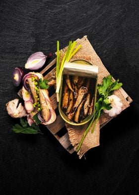 Sandwich sprats onion