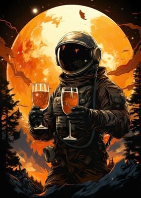 astronaunt hold beer glass