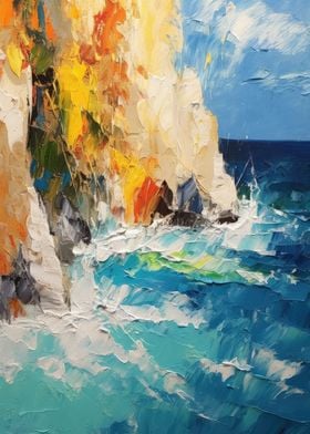 Waves and Cliffs Oilpaint