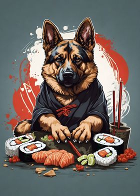 German Shepherd With Ramen