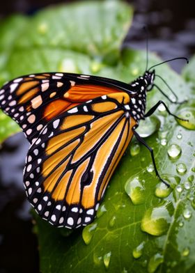 Wet Monarch Butterfly