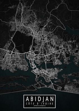 Abidjan City Map Dark