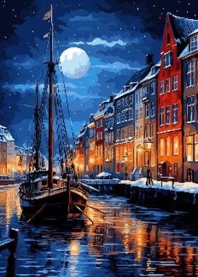 Copenhagen Night Pixel Art