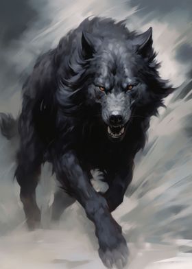 Running Black Wolf