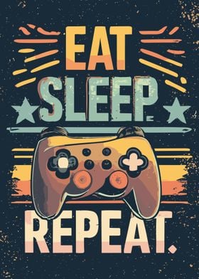 Prints, Unique Game Displate | Sleep Shop - Repeat Posters Pictures, Paintings Metal Online Eat