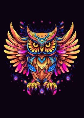 Bird Owl Colorful