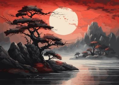 Moon Japanese Landscape