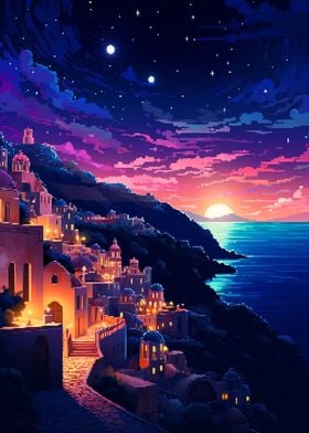 Greek Evening Pixel Art