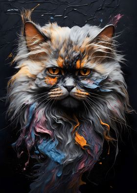 Persian Cat Splashes paint