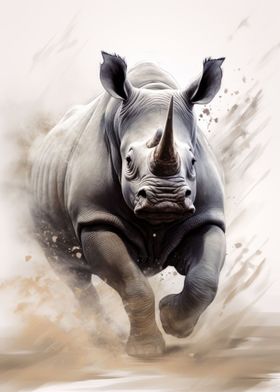 Running Black Rhino