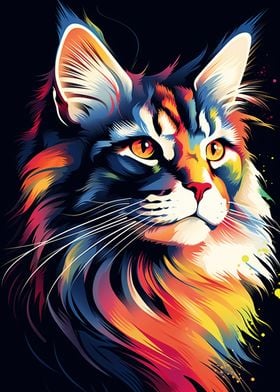 Colorful Maine Coon Cat