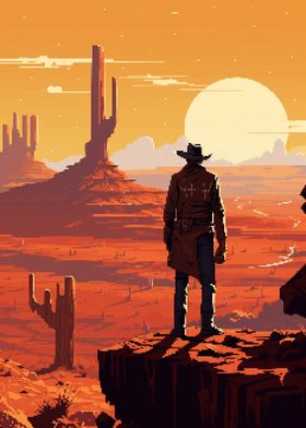 Cowboy Western Pixel Art