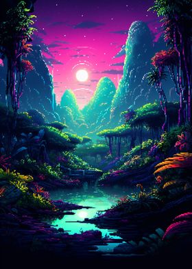 Alien Jungle Pixel Art