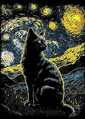 Starry Night Cat 