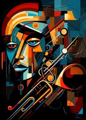 Abstract jazz trumpet love