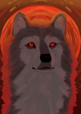 Red moon wolf