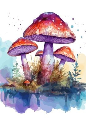 Watercolor Mushroom