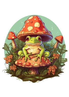 Frog Mushroom Cute 