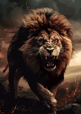 Aggressive Angry Lion