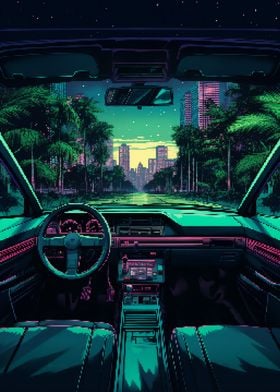 Synthwave Car Ride Pixel