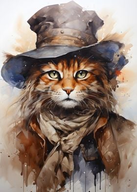 Cowboy Cat Painting