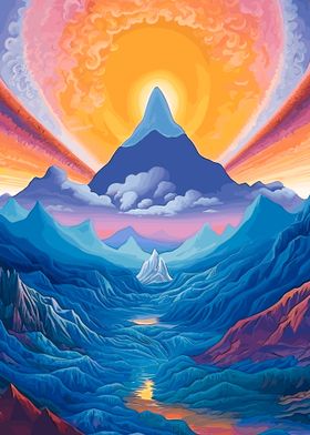 colorful fantasy mountains