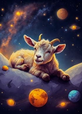 Goat Kid Lying Space