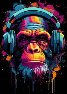 Gorilla With Headphones