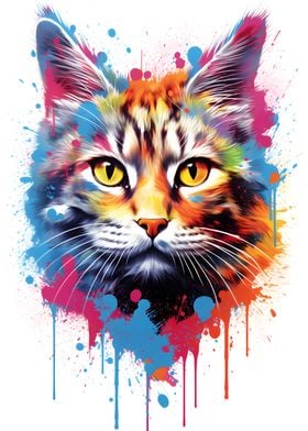 Staring Cat in Colors