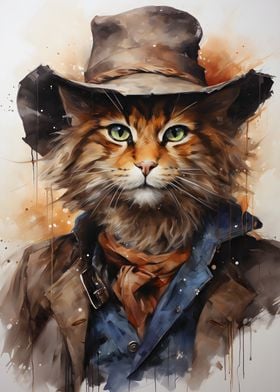 Cowboy Cat Portrait