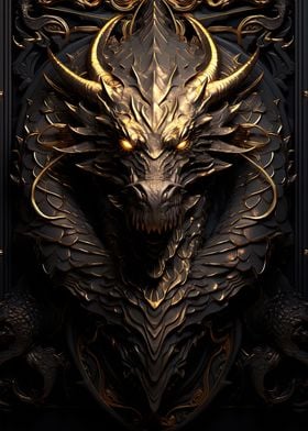 Gold black 3D Dragon Tales