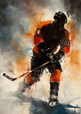 Powerful Hockey Player Art