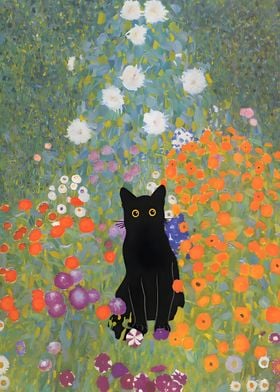 Cat Klimt Print Floral