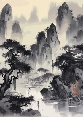 Japan Ink Wash Painting