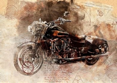 Old Art Style Motorcycle 3