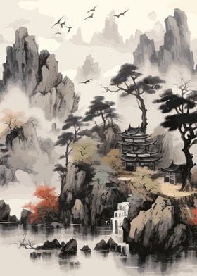 Japan Ink Wash Painting