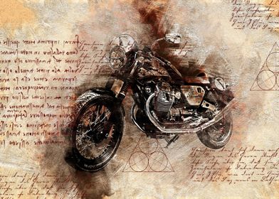 Old Art Style Motorcycle 4