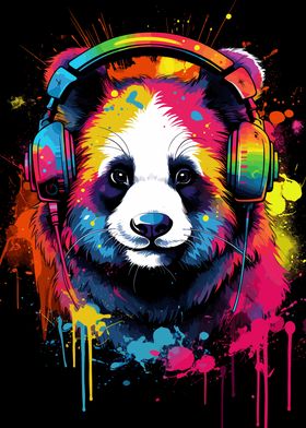 Panda With Headphones