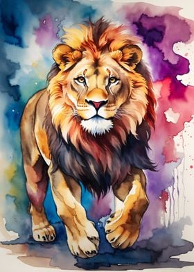 Walking Lion painting