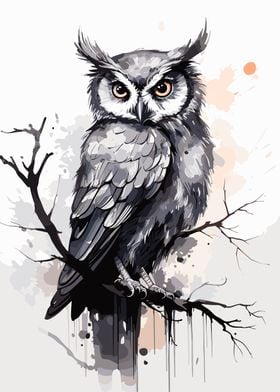 Minimalist Owl Painting