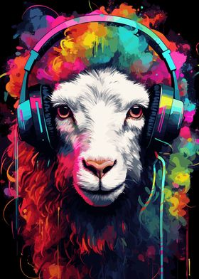 Sheep With Headphones