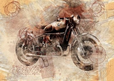 Old Art Style Motorcycle 1