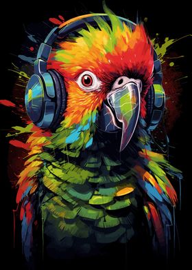 Parrot With Headphones