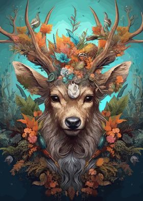 Deer With Flowers