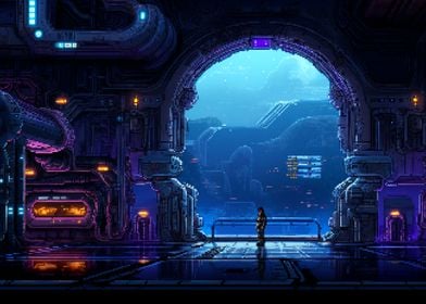 Spaceship Travel Pixel Art