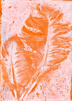 Orange Feathers Monoprint