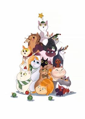 Merry Cat Christmas Tree