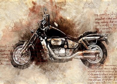 Old Art Style Motorcycle 2