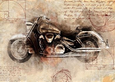 Old Art Style Motorcycle 5