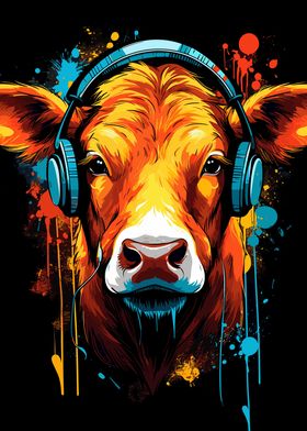 Cow With Headphones